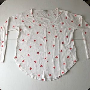 Lucky Brand white sweater with pink hearts